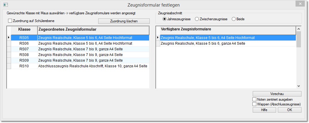 Zeugnisformular_festlegen